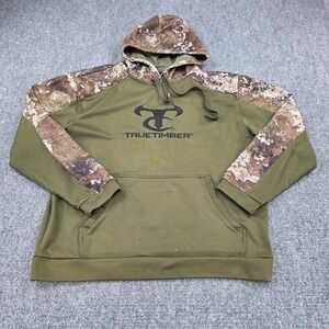 True Timber Camo Sleeve Hoodie Green Pullover Men's Size L